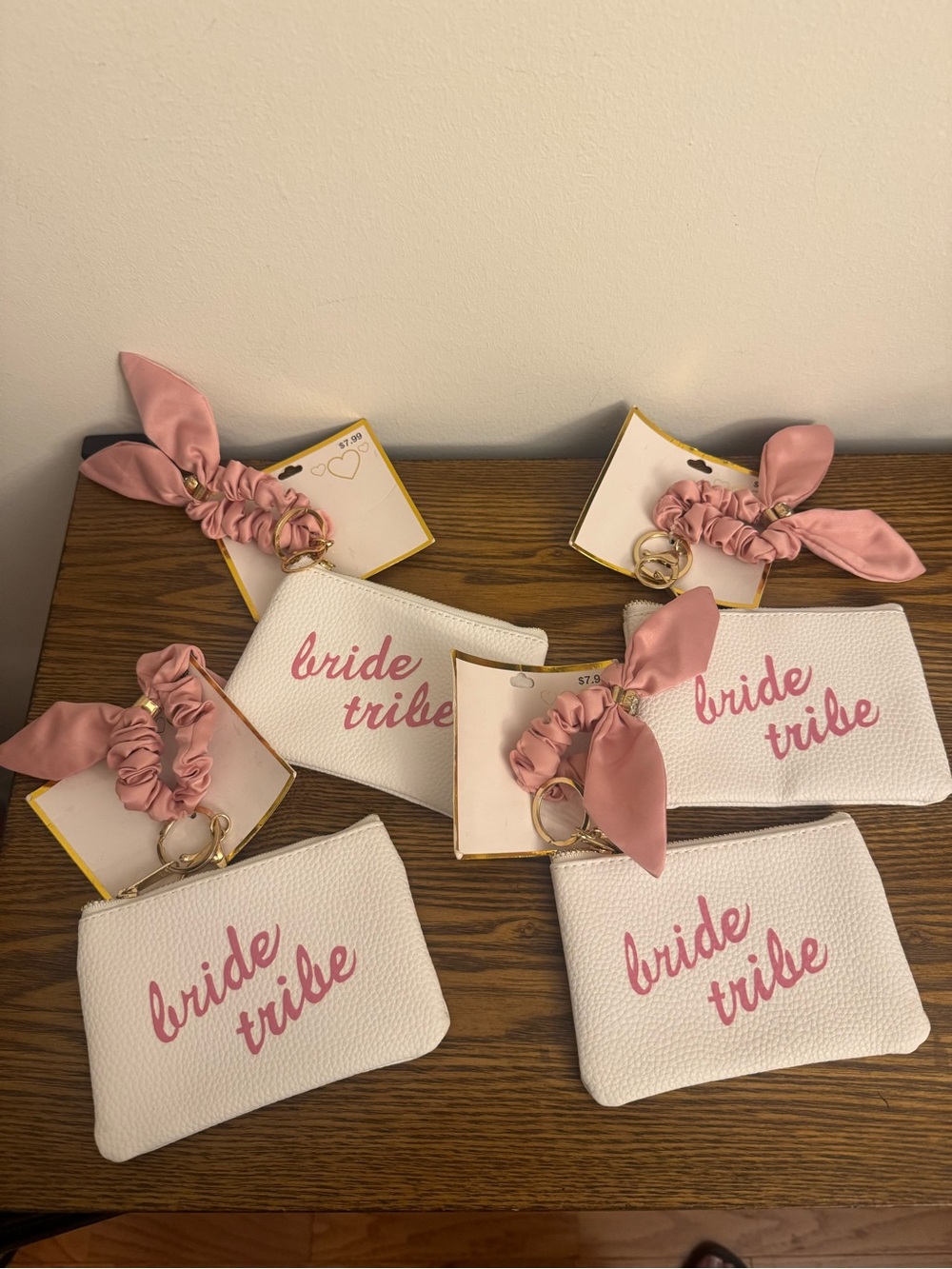 NWT FAF Inc Bride Tribe Pouch & Scrunchie Keychain Set - Lot of 4